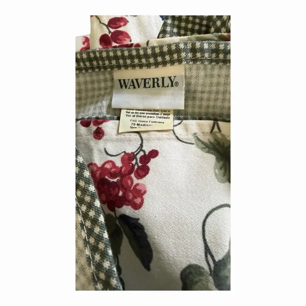 Vintage 4 Waverly Valances ORCHARD TRAIL Red Berries Scalloped Green Gingham 74”